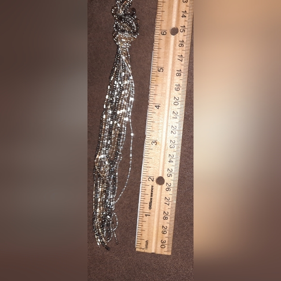 Tri color knotted multistrand necklace EUC women's costume silver black gold - Picture 12 of 13